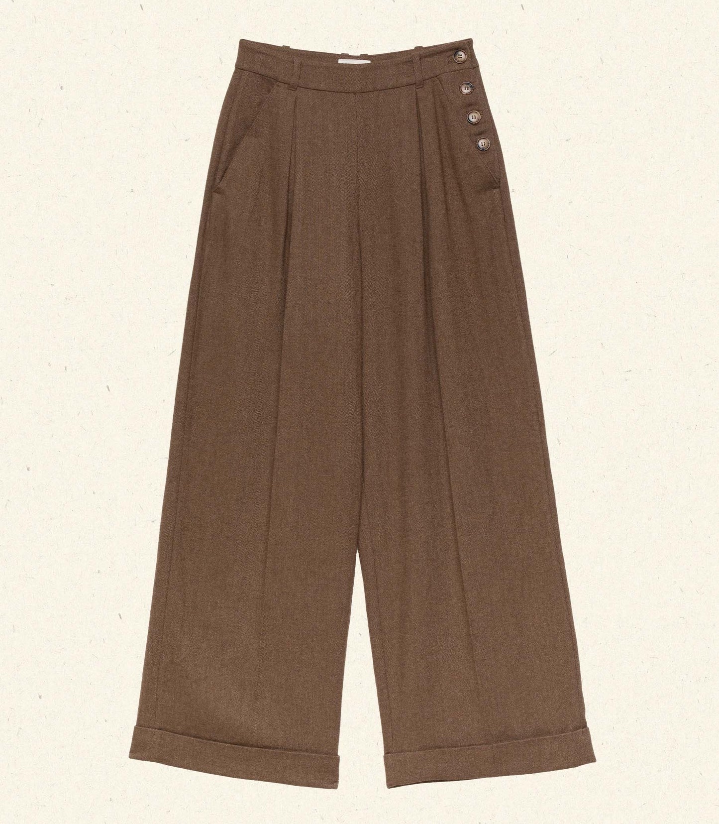 DÔEN Women Lawrence Pant - Brown Herringbone