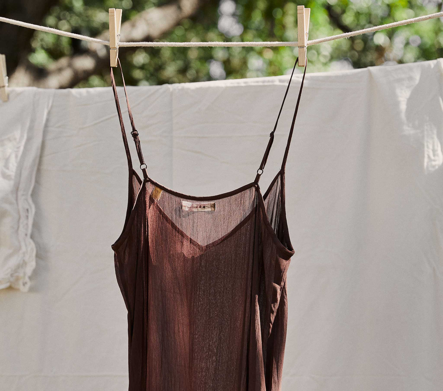 DÔEN Women Long Deep V-Neck Slip - Umber