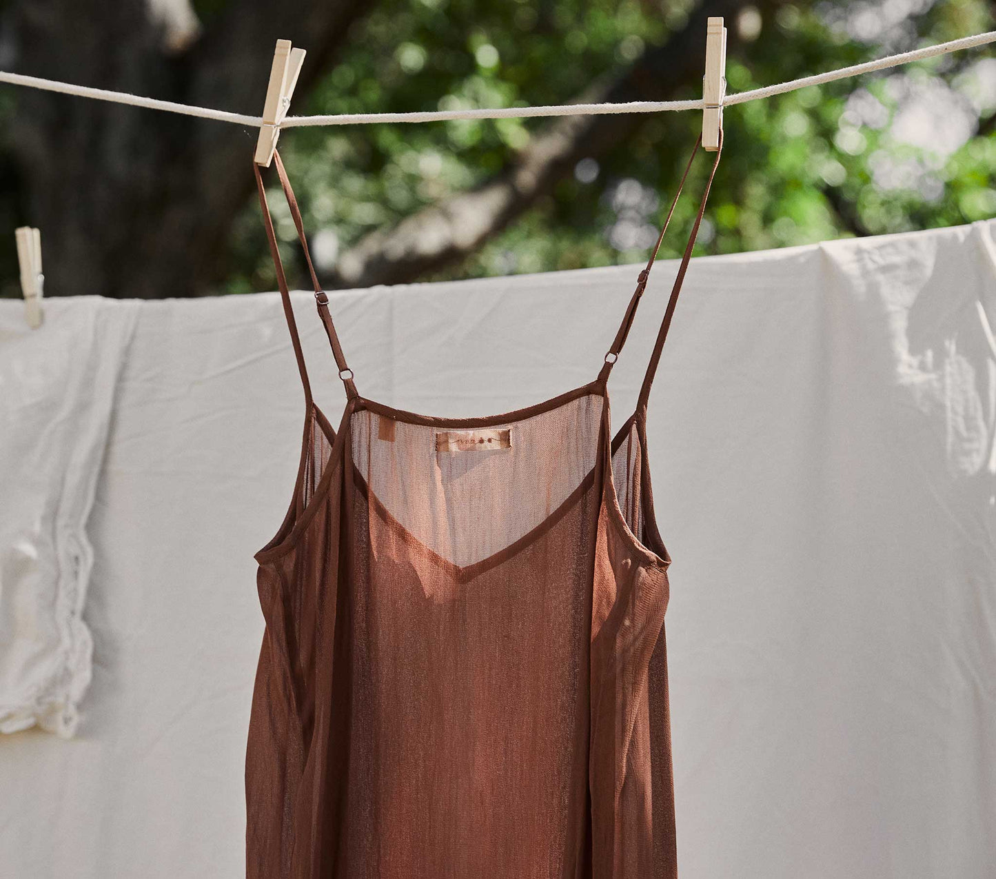 DÔEN Women Long Deep V-Neck Slip - Carob