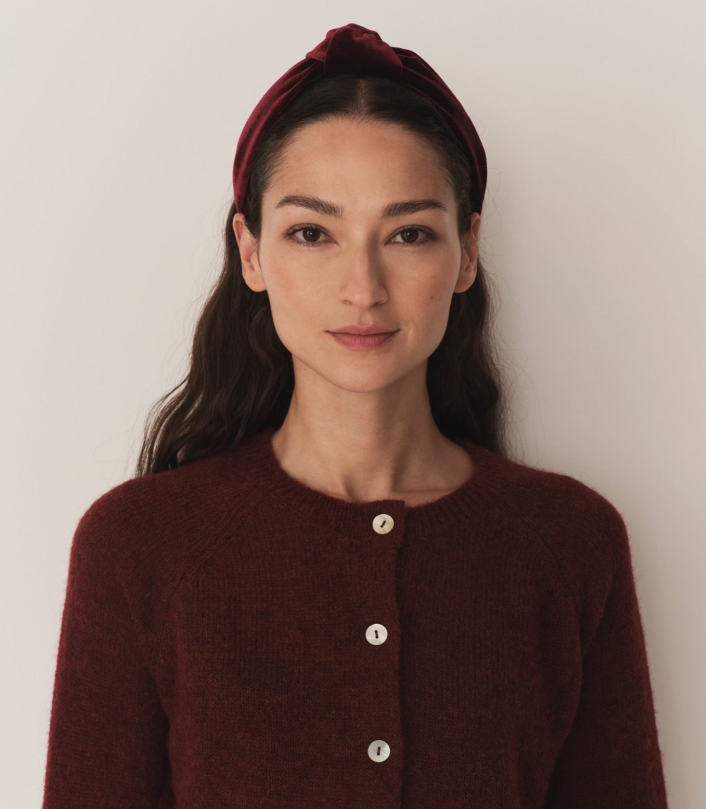 DÔEN Women Blanche Knotted Headband - Burgundy Velvet