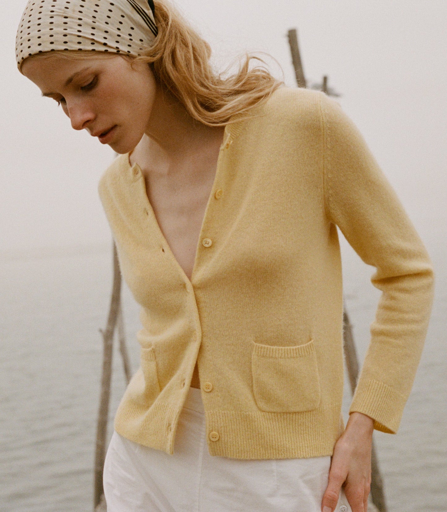 DÔEN Women Freya Cashmere Cardigan - Lemon Chiffon