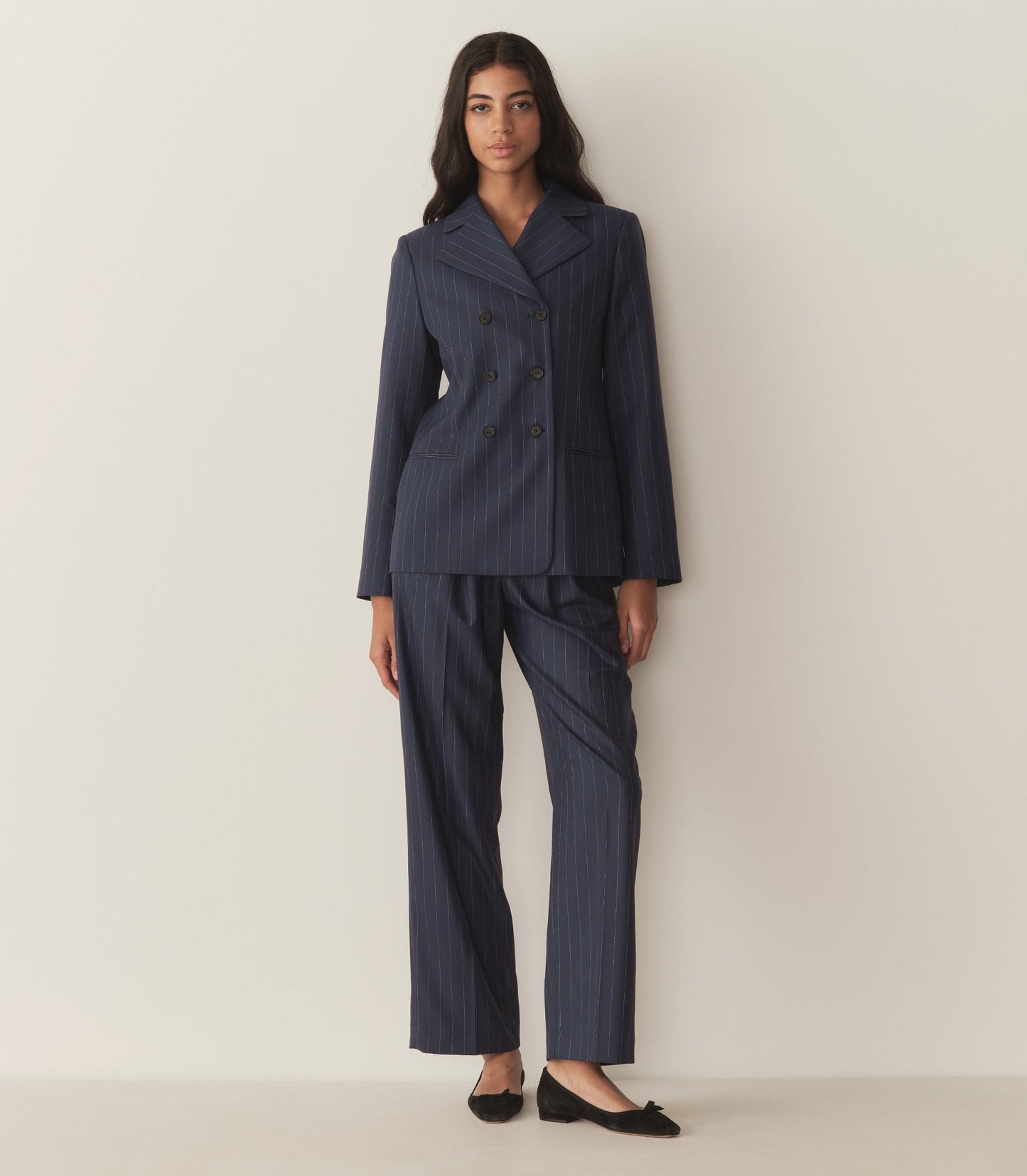 DÔEN Women Harrison Jacket - Navy Gessato Stripe