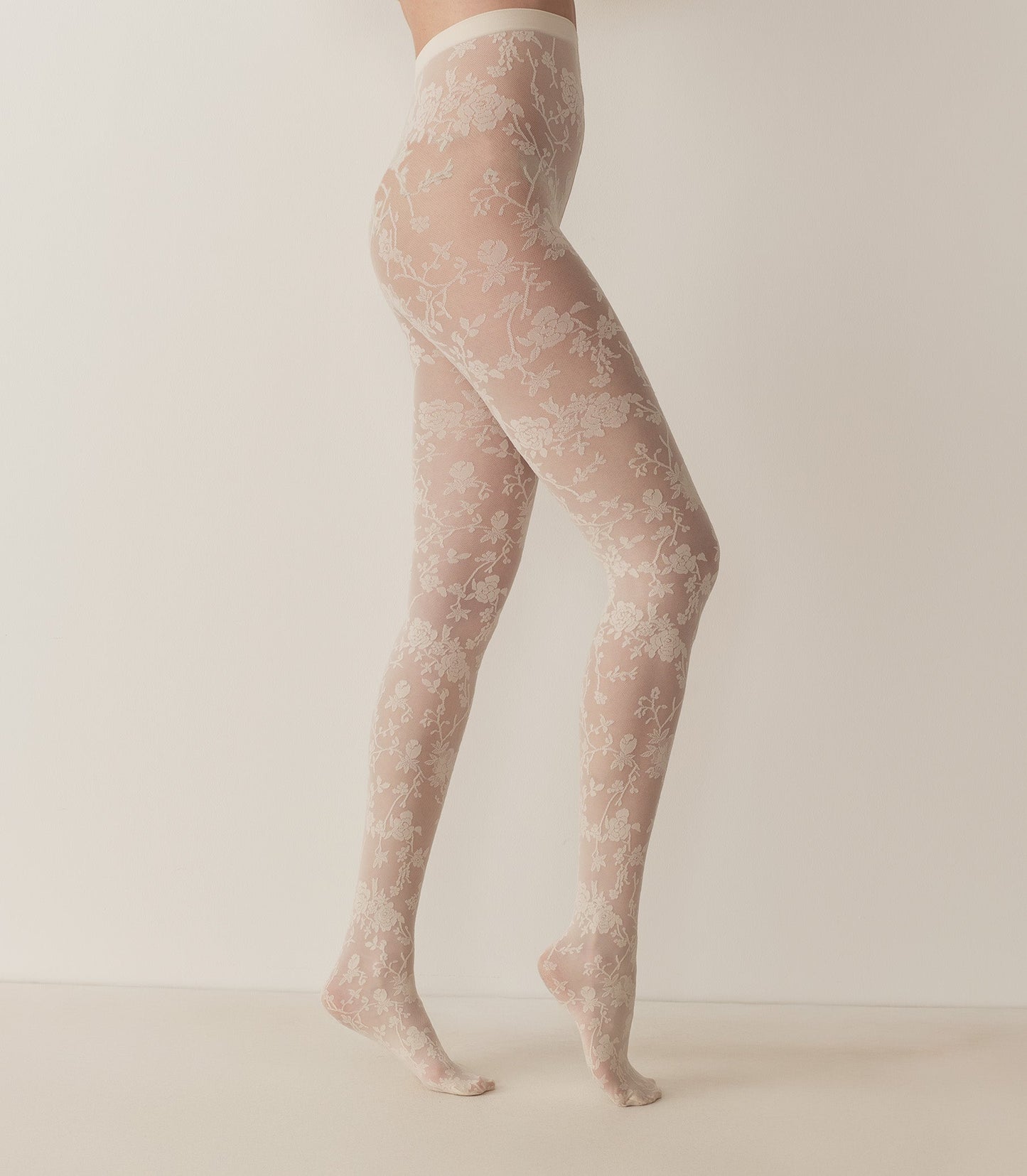 DÔEN Women Wolford Floral Lace Tights - Buttermilk