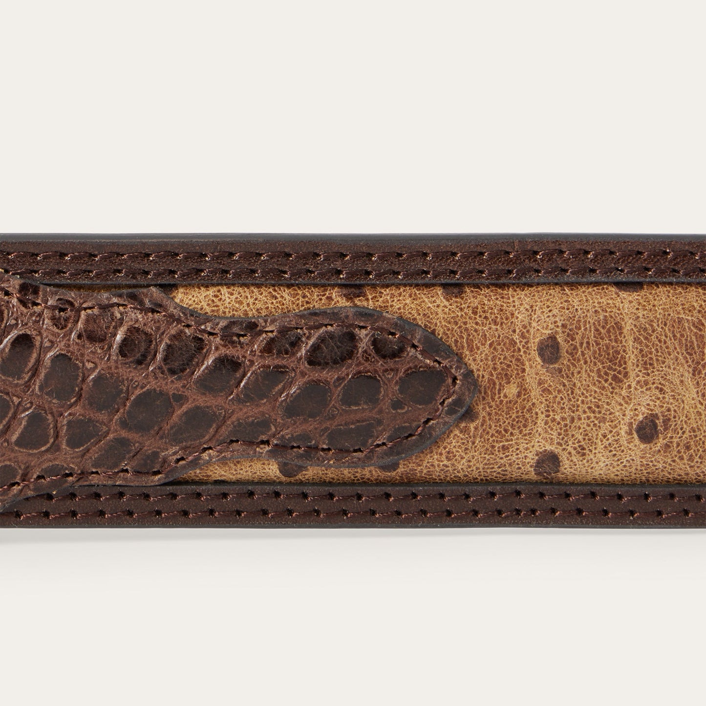 Stetson Ostrich Print Croco Embossed Western Tabs Belt