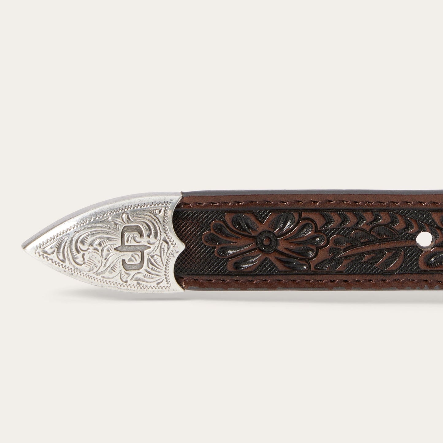 Stetson Croco Print Tooled Tapered Belt