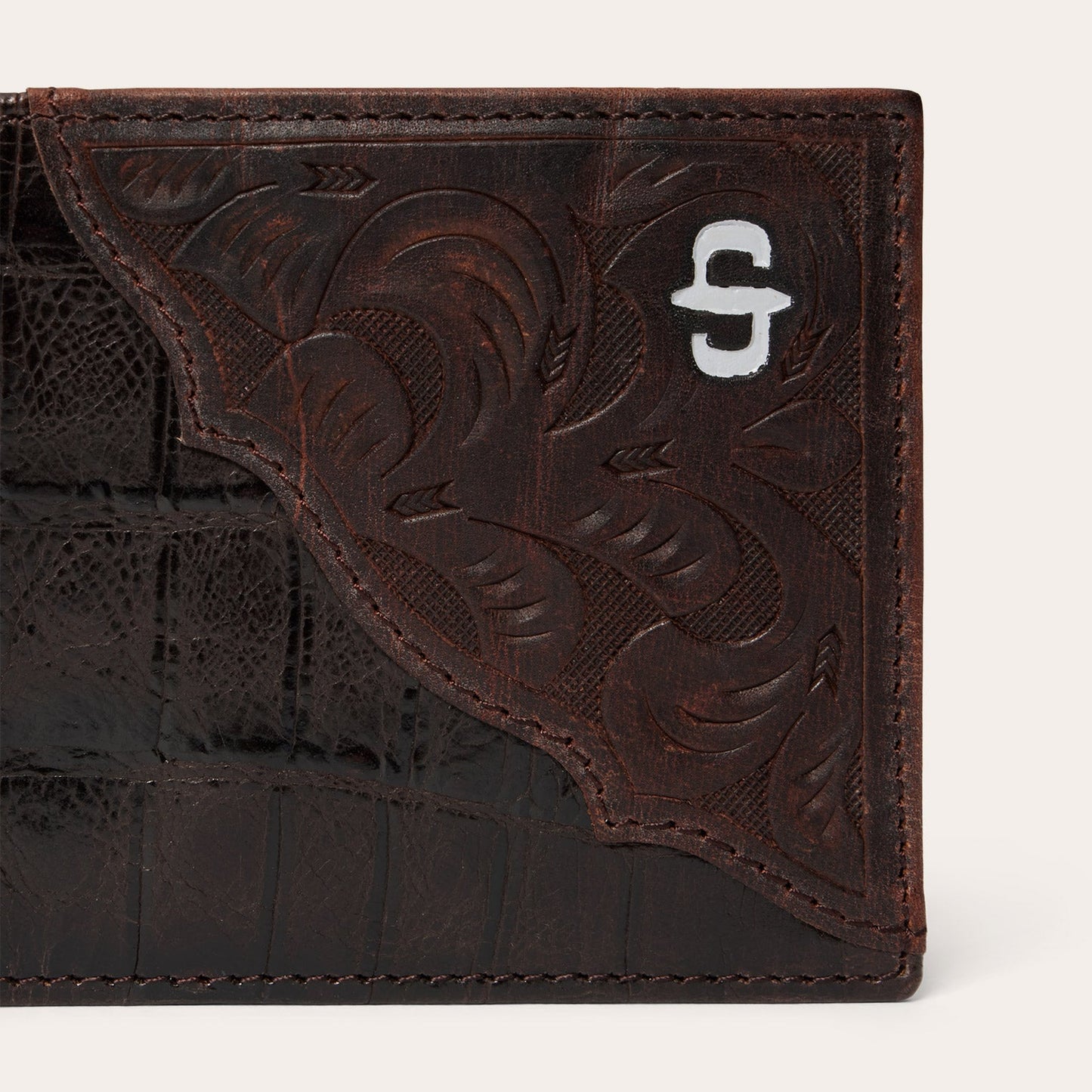 Stetson Tooled Embossed Croco Bi-Fold Wallet