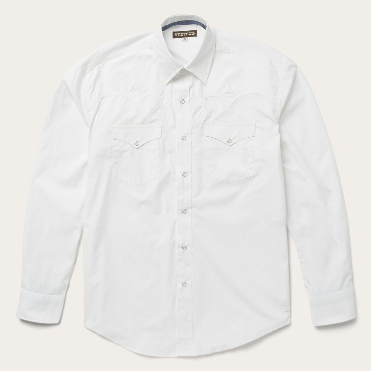 Stetson Classic Solid Snap Poplin Shirt In Optic White
