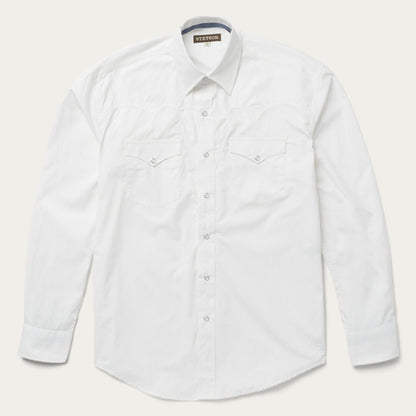 Stetson Classic Solid Snap Poplin Shirt In Optic White