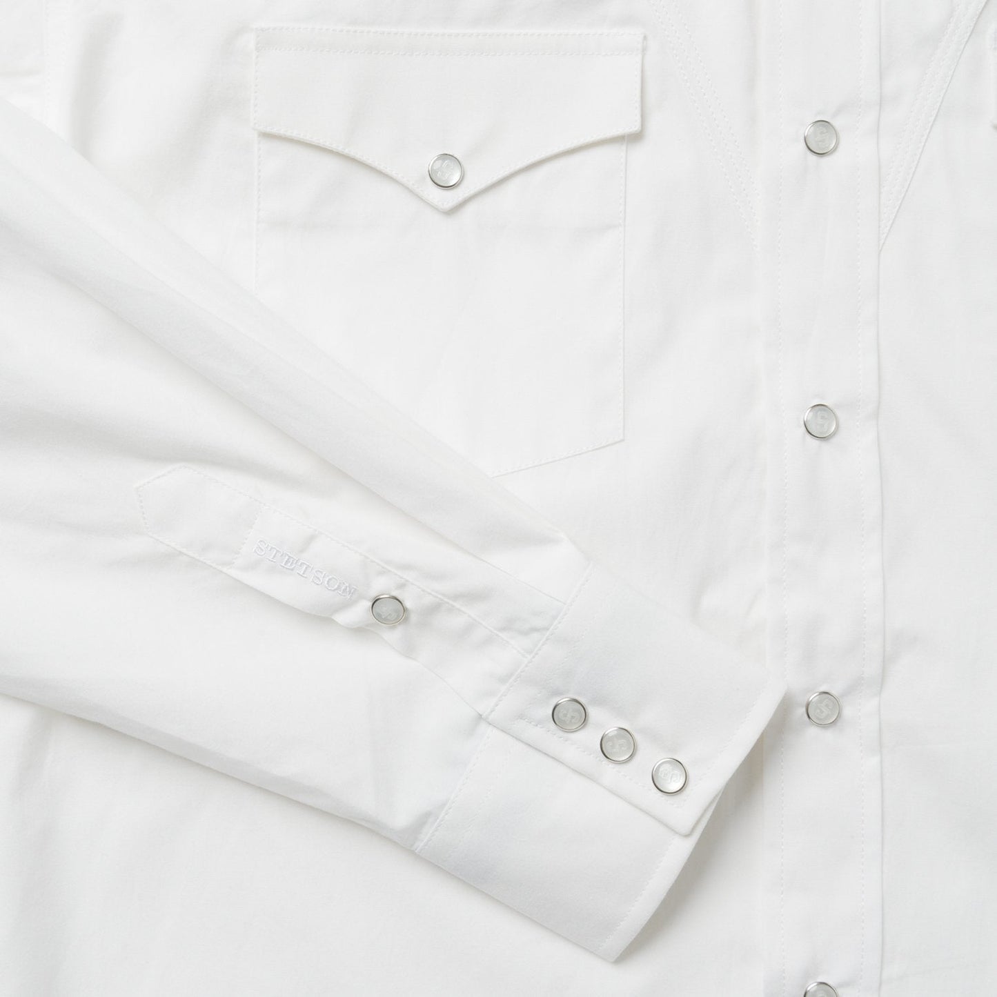 Stetson Classic Solid Snap Poplin Shirt In Optic White