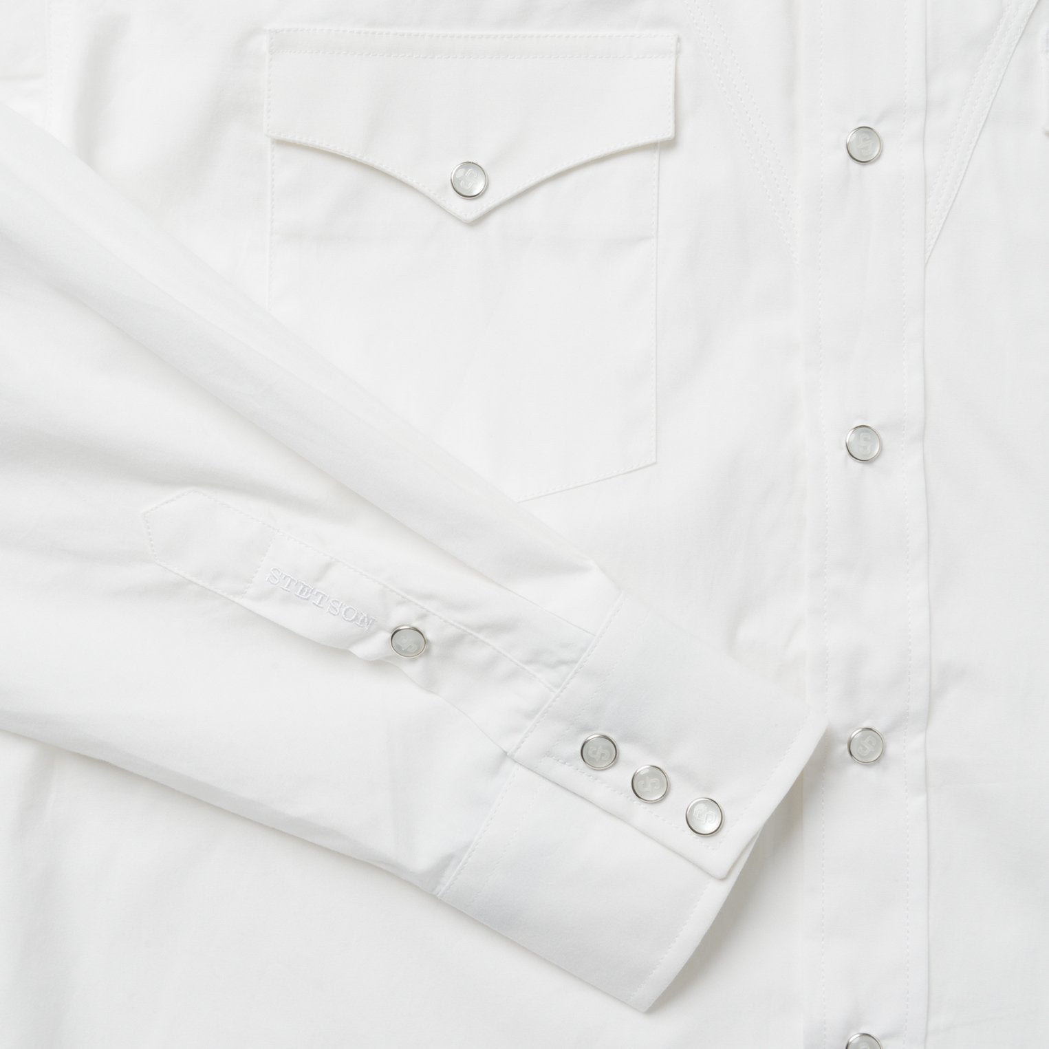 Stetson Classic Solid Snap Poplin Shirt In Optic White