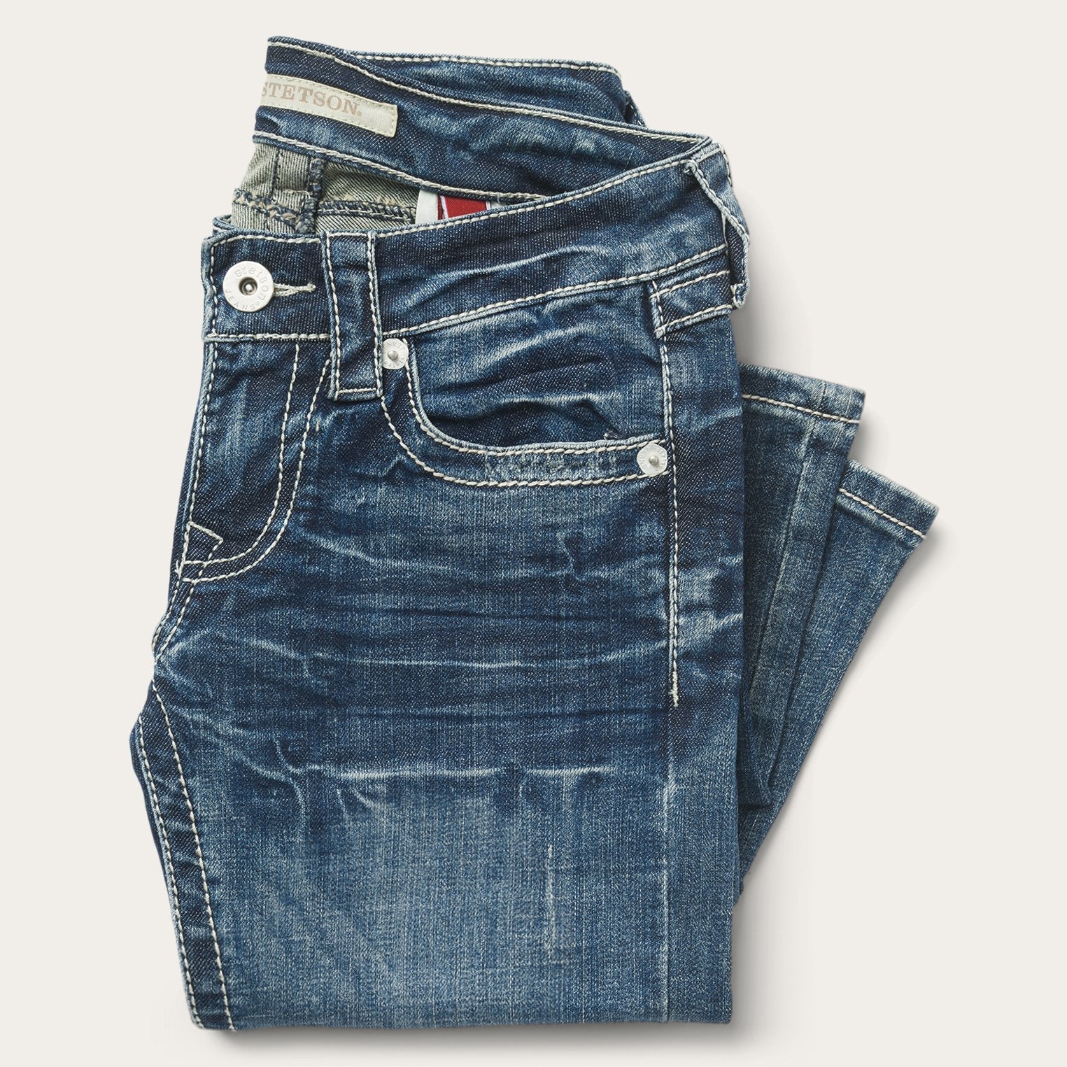Stetson 816 Fit Jeans With White "S" Back Pocket