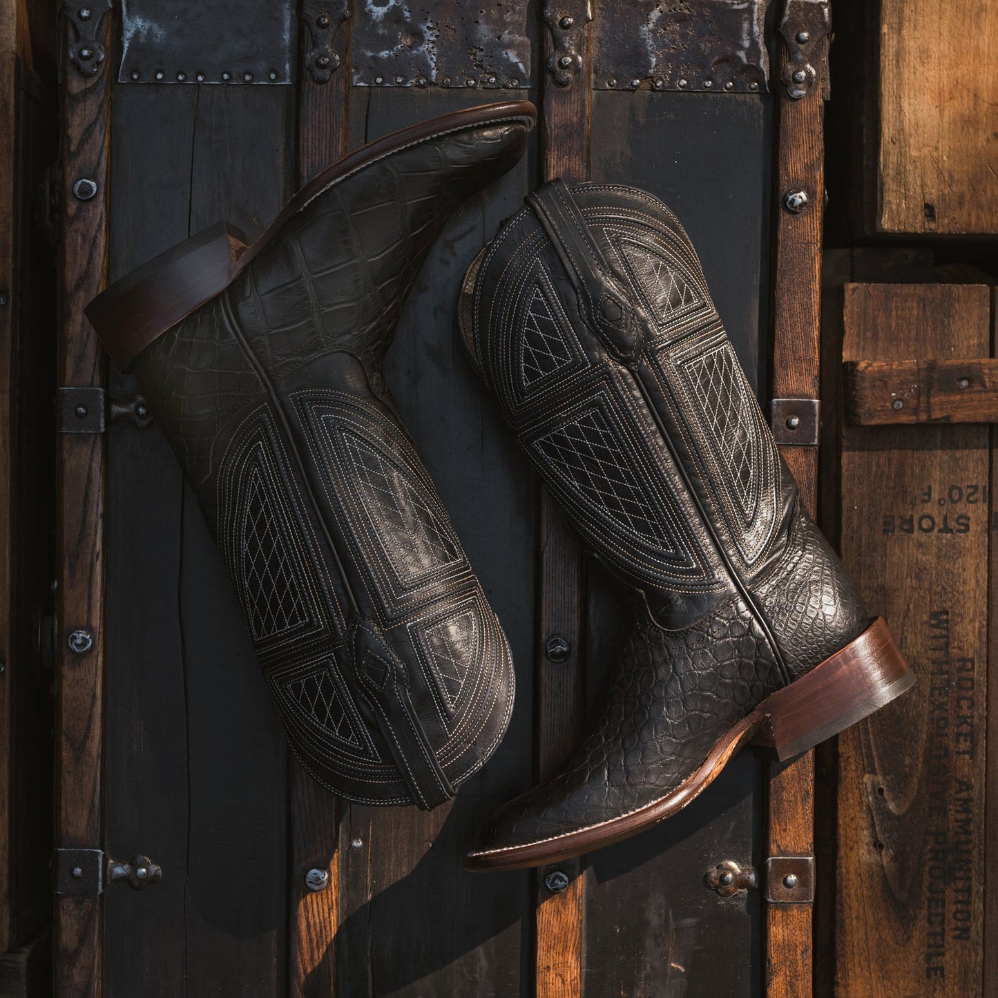 Stetson Black Falls Alligator Cowboy Boot