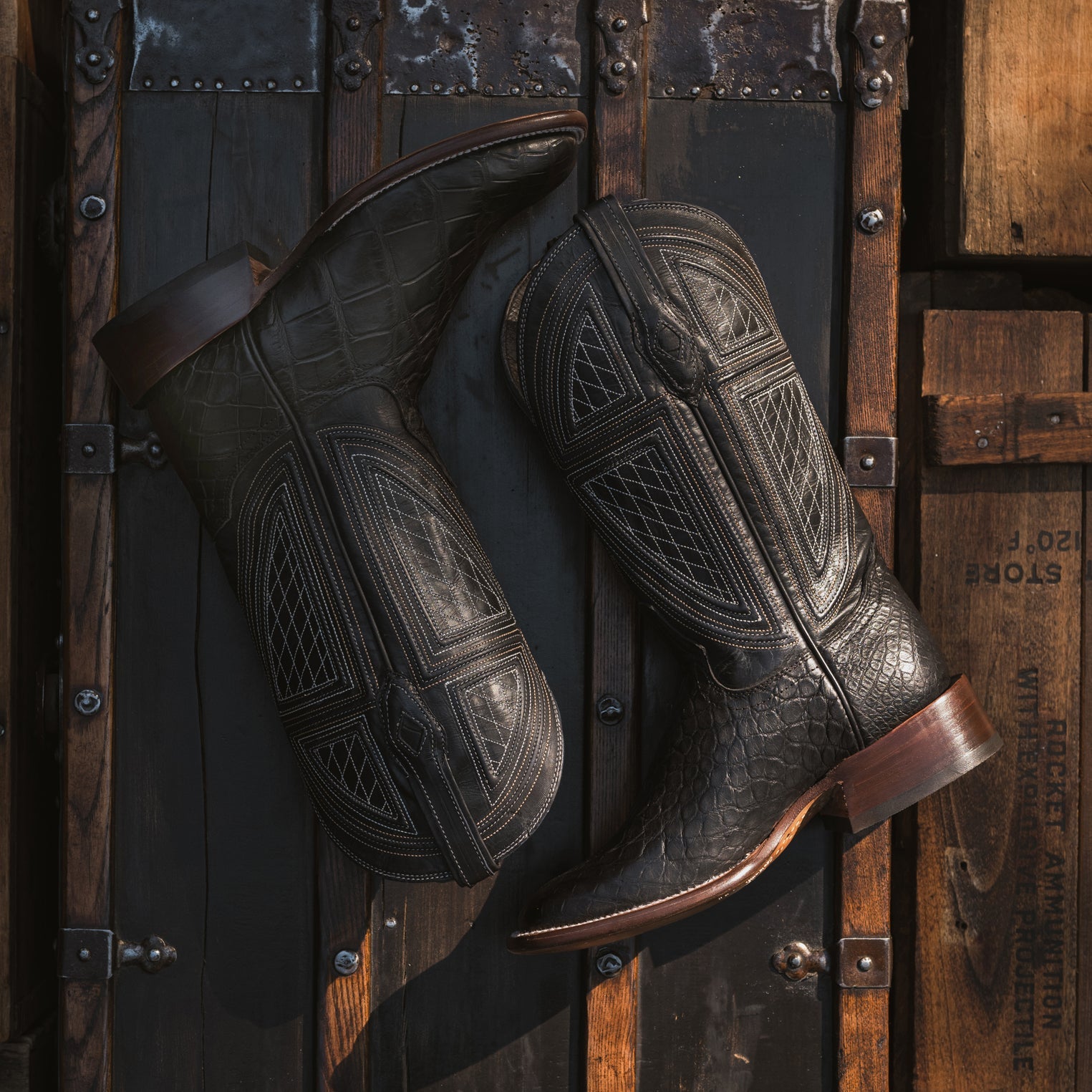 Stetson Black Falls Alligator Cowboy Boot