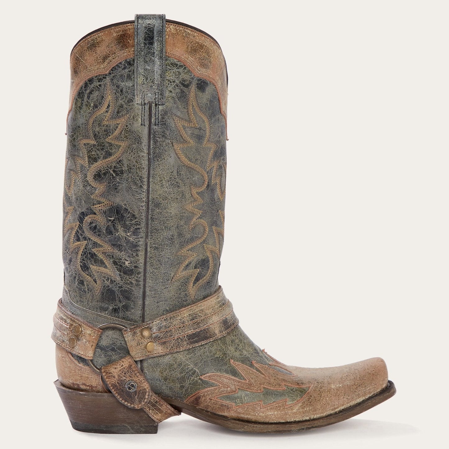 Stetson Sundance Kid Washed Crater Black Cowboy Boot