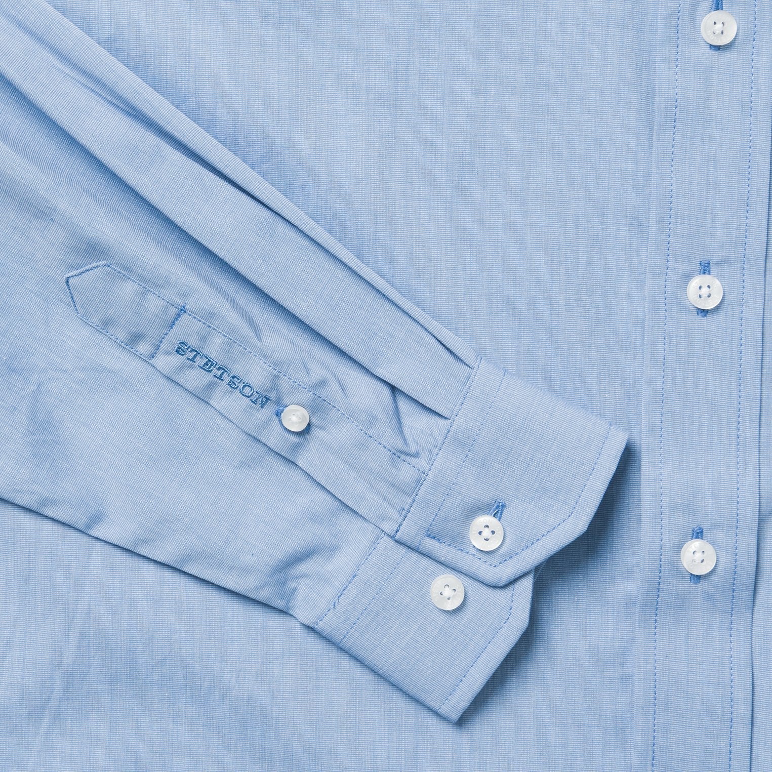 Stetson Blue Solid One-Pocket Snap-Front Shirt