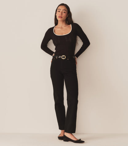 DÔEN Women Romy Tee - Black Quelle Jolie Pointelle