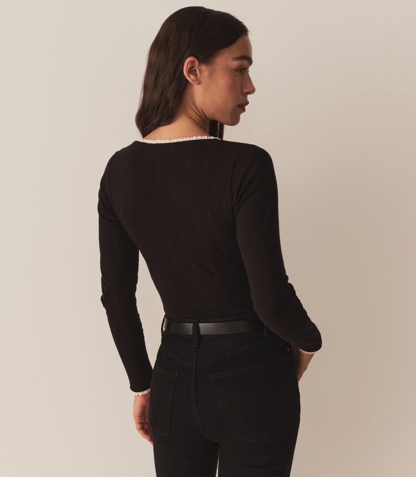 DÔEN Women Romy Tee - Black Quelle Jolie Pointelle