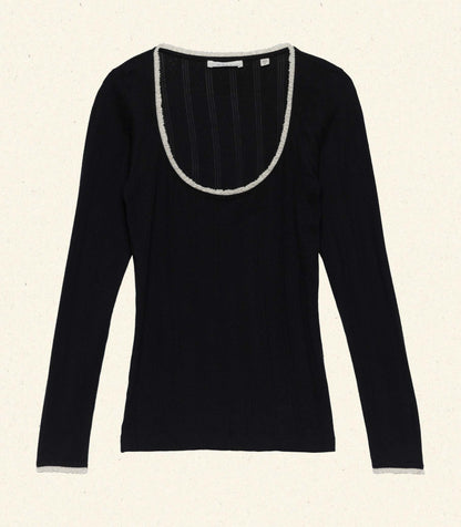 DÔEN Women Romy Tee - Black Quelle Jolie Pointelle