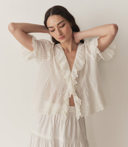 DÔEN Women Henri Top - Salt Eyelet