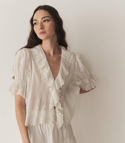 DÔEN Women Henri Top - Salt Eyelet