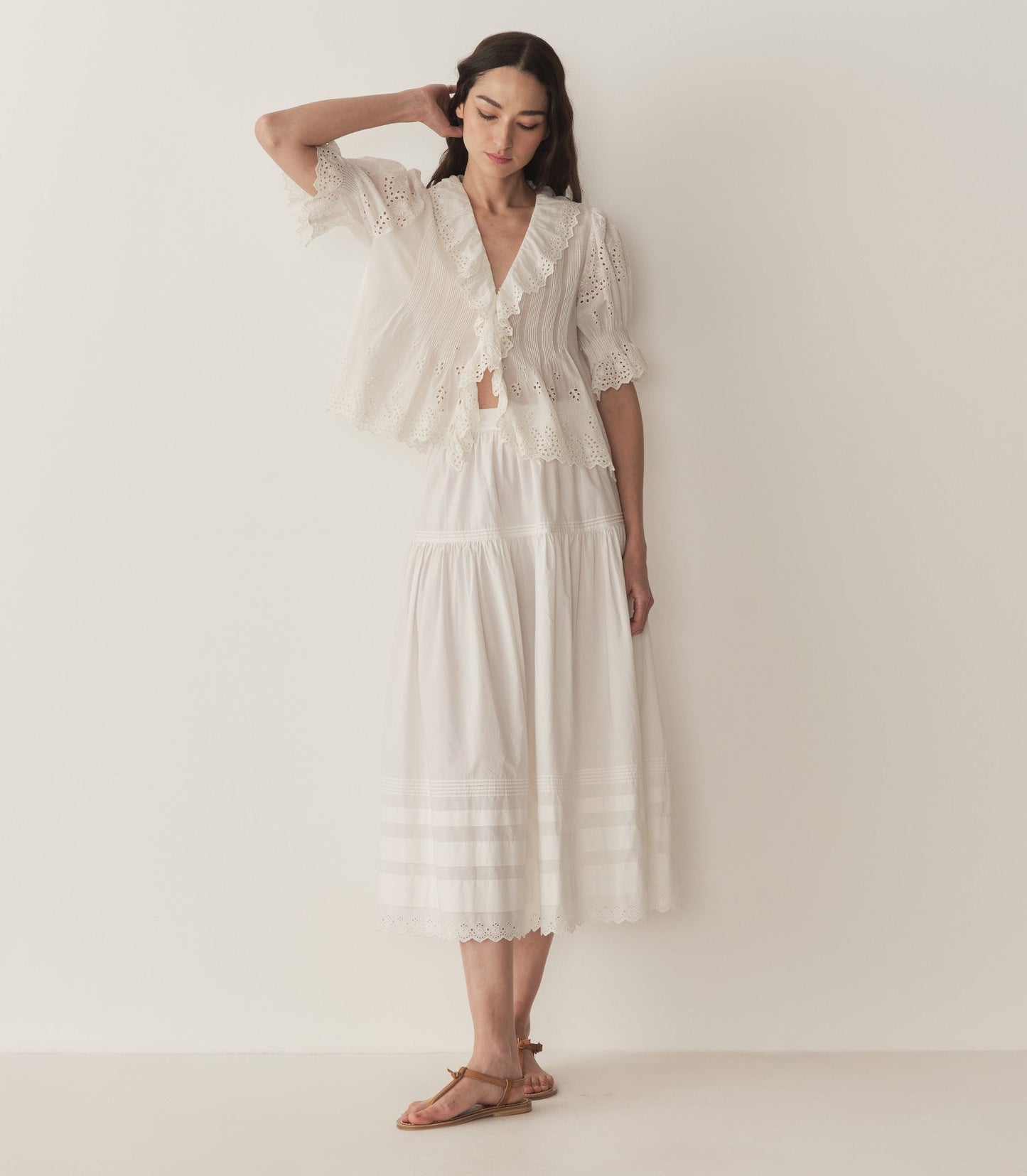 DÔEN Women Henri Top - Salt Eyelet