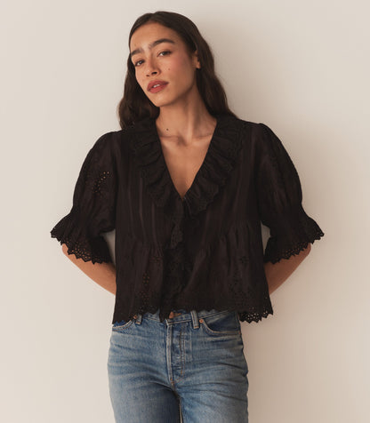 DÔEN Women Henri Top - Black Eyelet