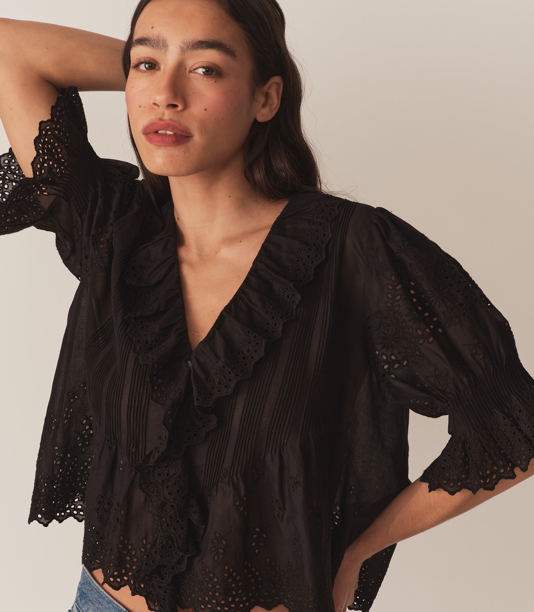 DÔEN Women Henri Top - Black Eyelet