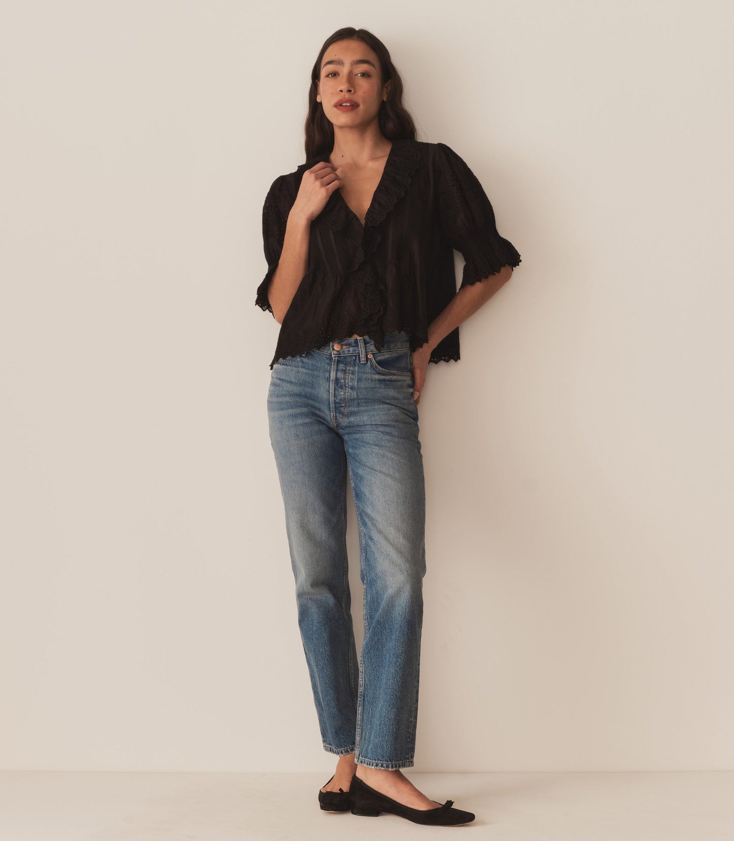 DÔEN Women Henri Top - Black Eyelet