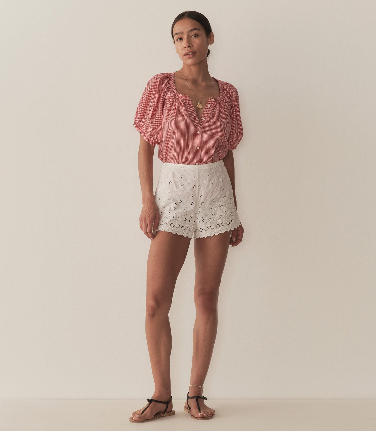 DÔEN Women June Top - Cerise Paris Gingham