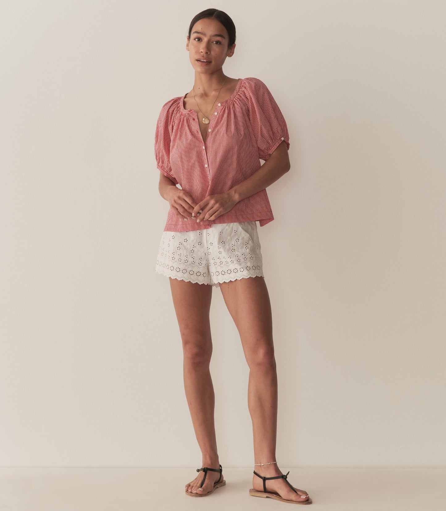 DÔEN Women June Top - Cerise Paris Gingham