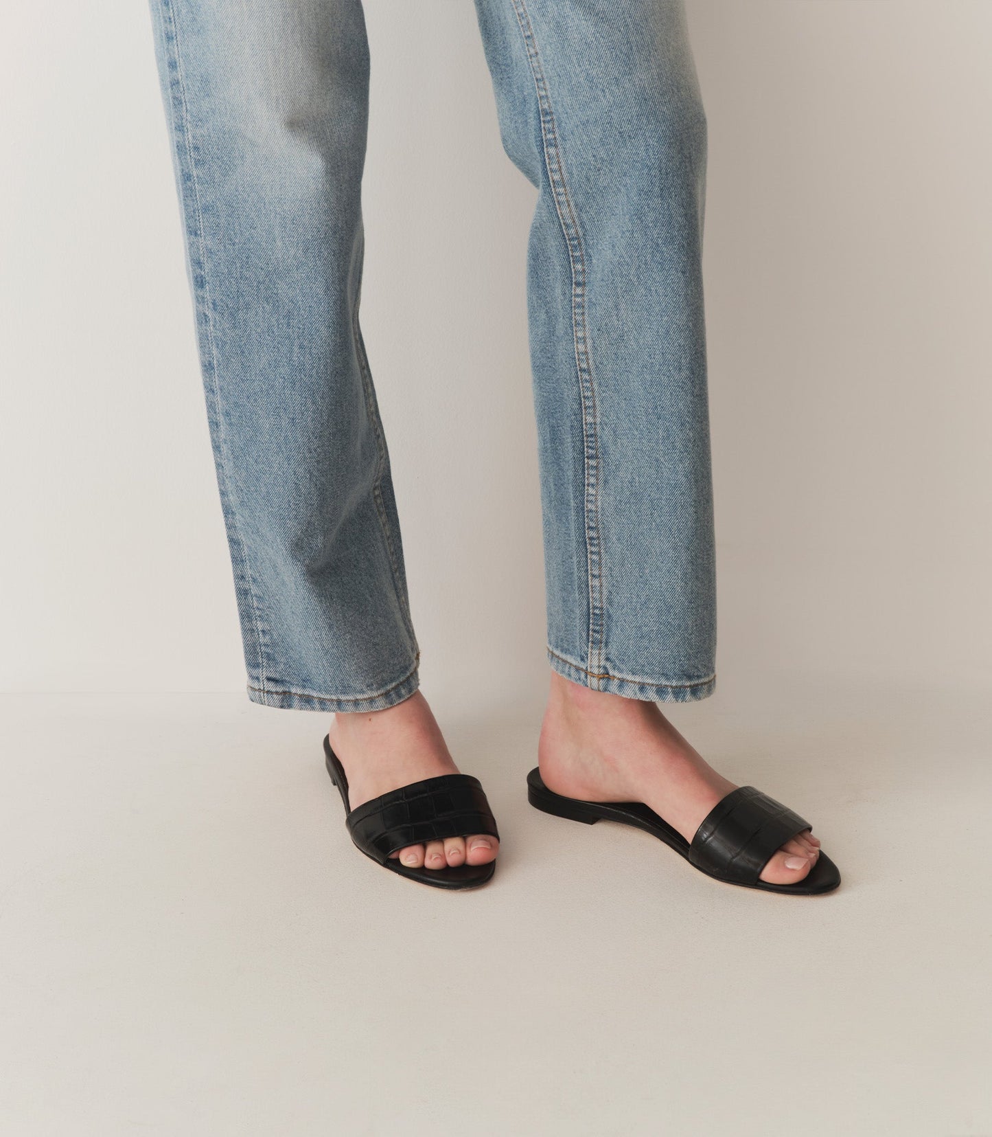 DÔEN Women Angelica Sandal - Black Faux Croc