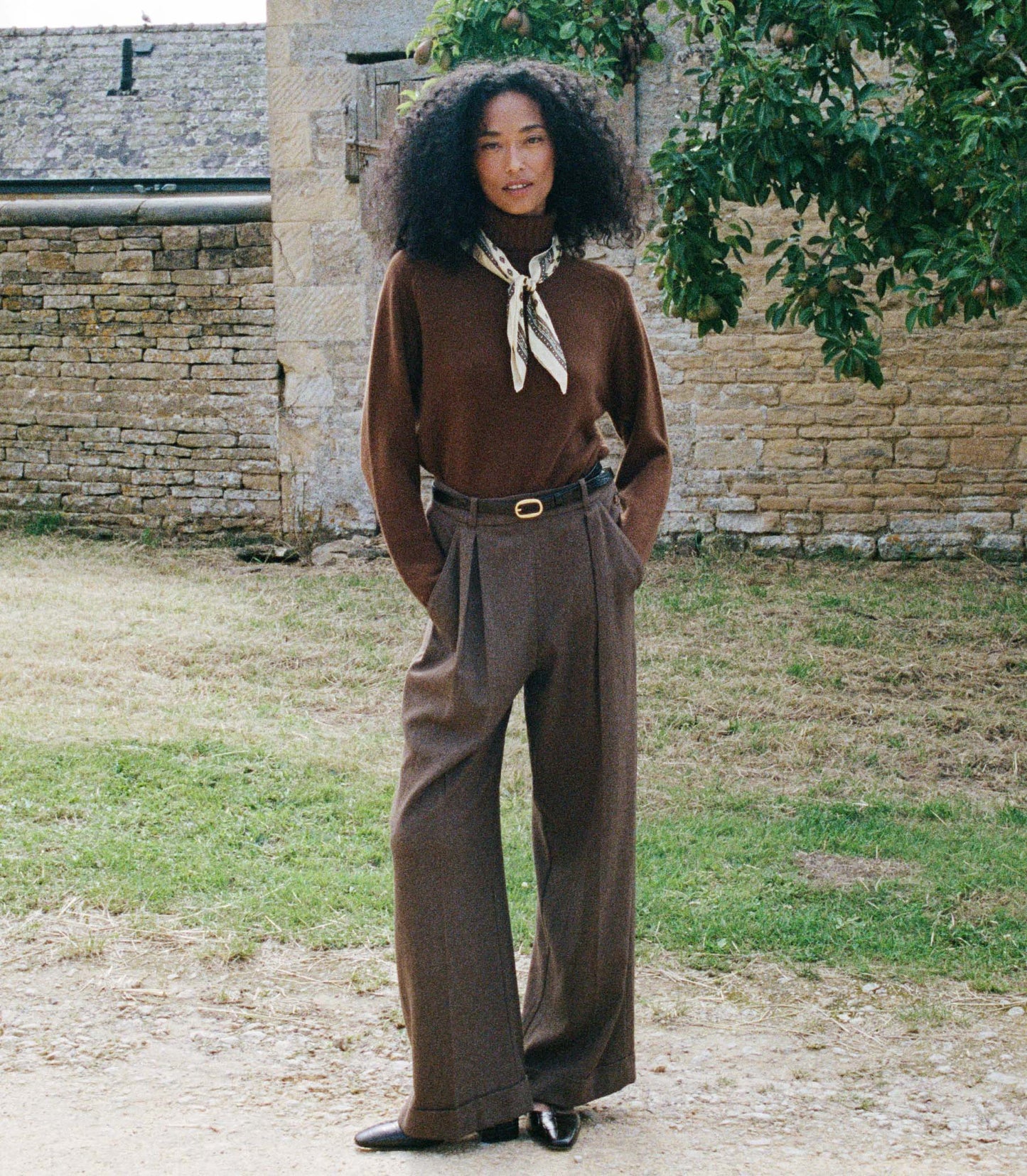 DÔEN Women Lawrence Pant - Brown Herringbone