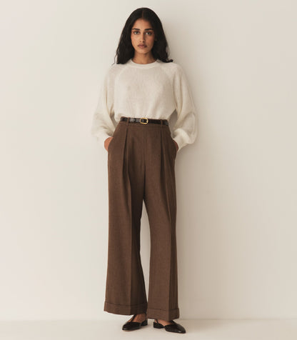 DÔEN Women Lawrence Pant - Brown Herringbone