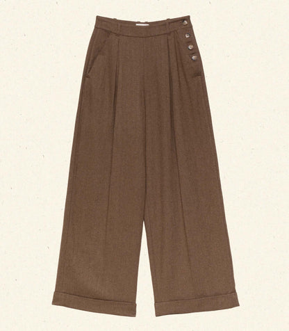 DÔEN Women Lawrence Pant - Brown Herringbone