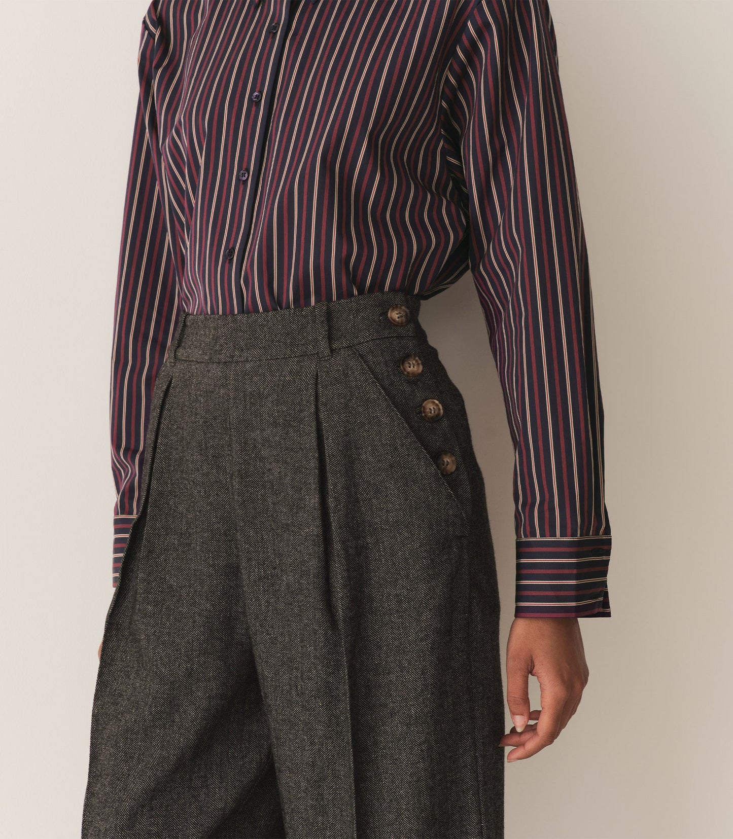 DÔEN Women Lawrence Pant - Black Herringbone