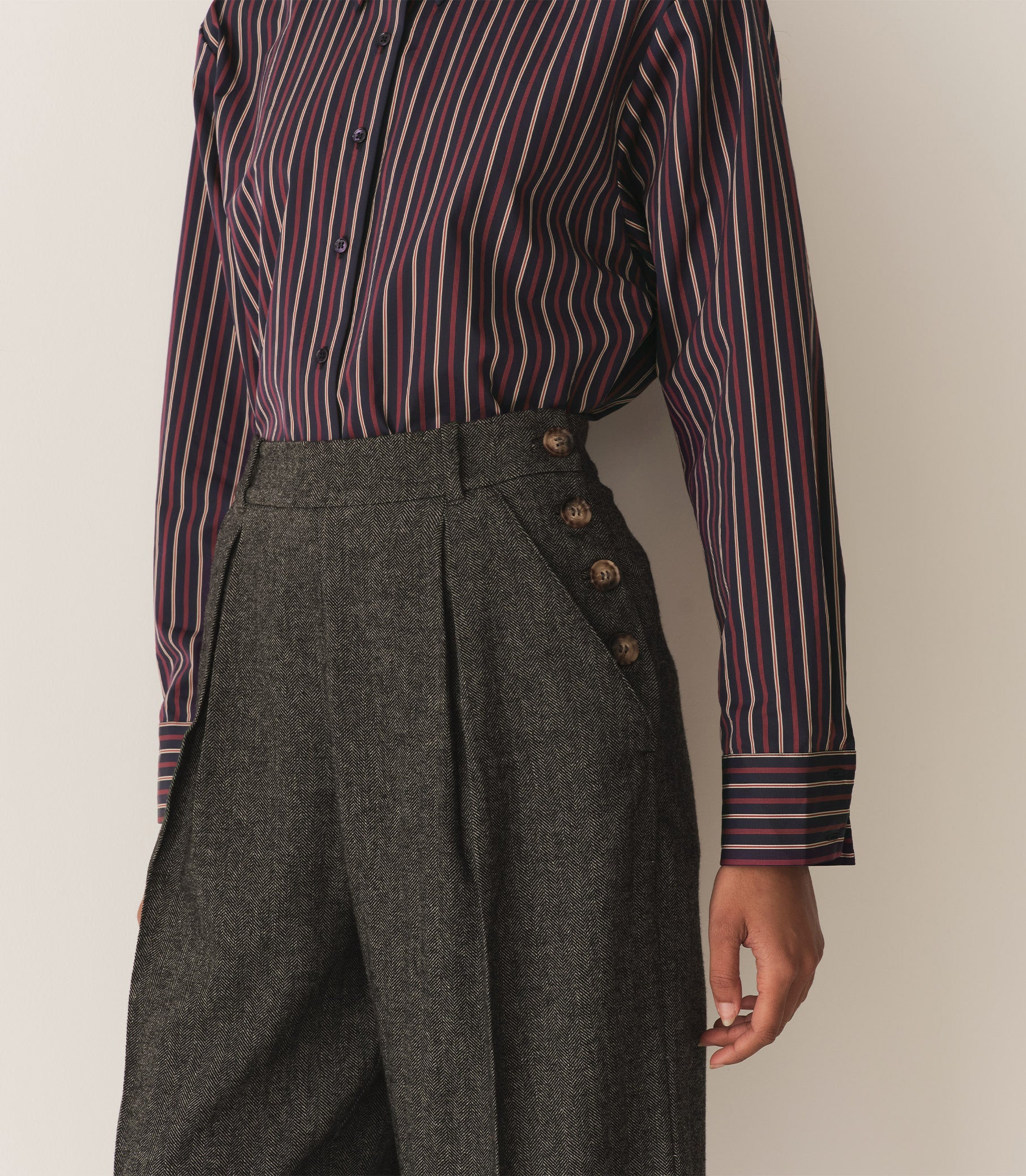 DÔEN Women Lawrence Pant - Black Herringbone