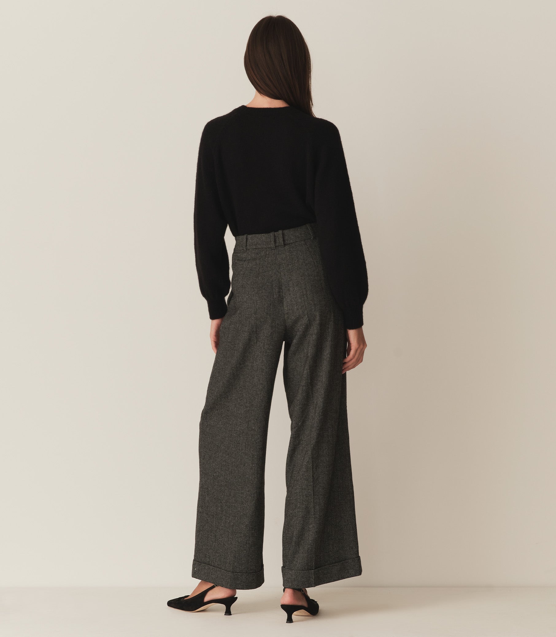 DÔEN Women Lawrence Pant - Black Herringbone