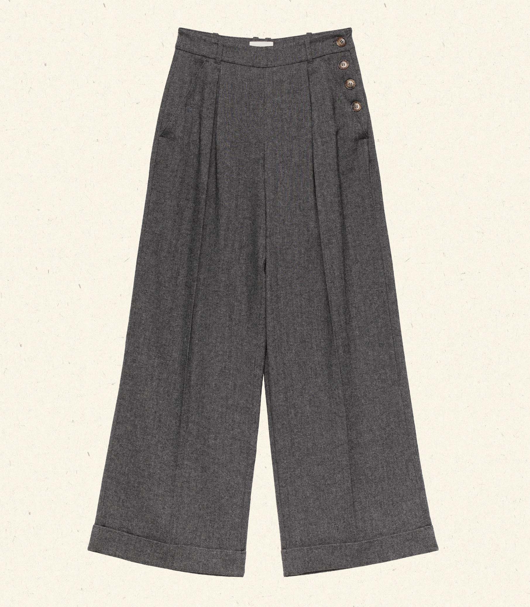 DÔEN Women Lawrence Pant - Black Herringbone