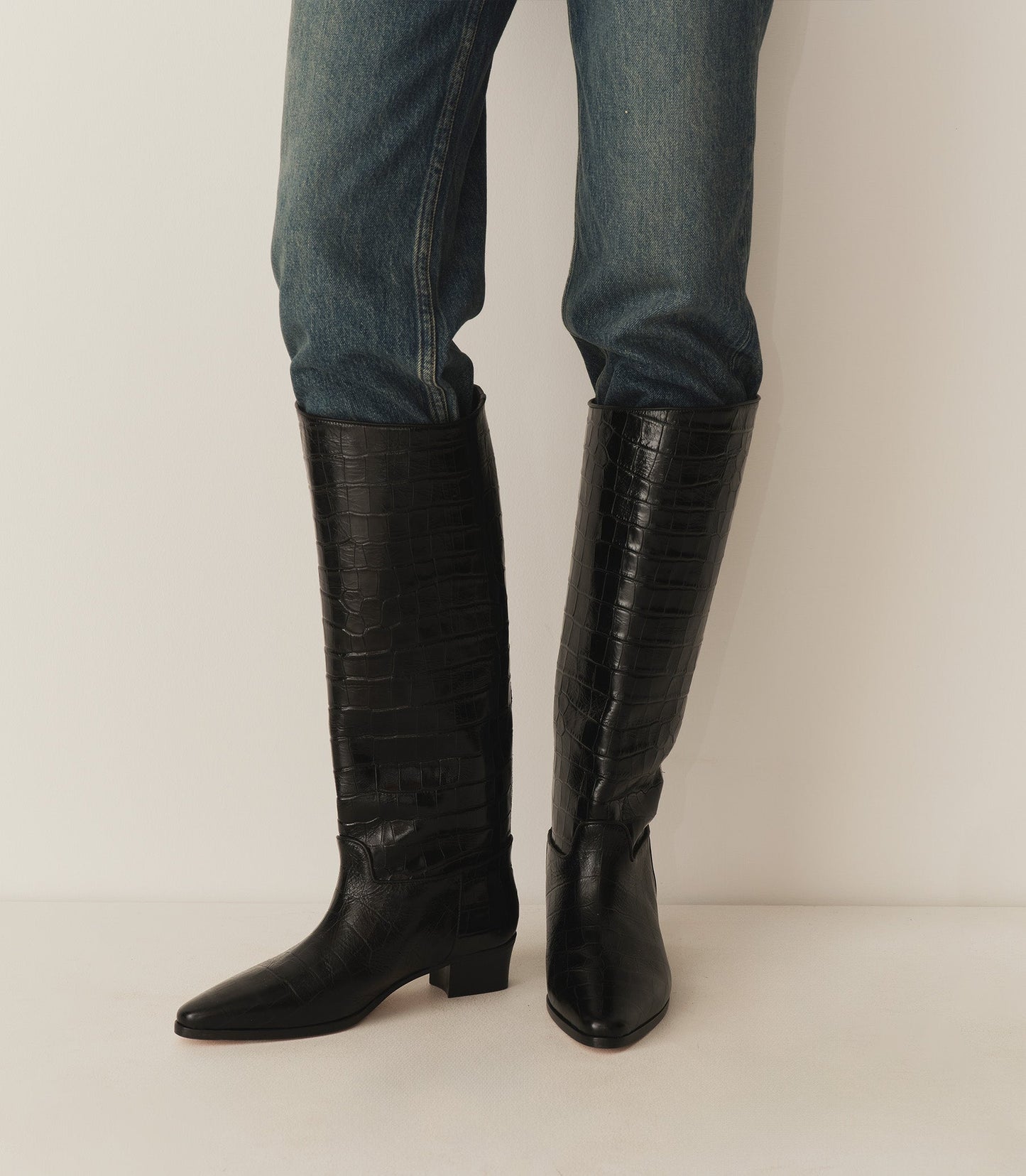 DÔEN Women Riviera Boot - Black Faux Croc