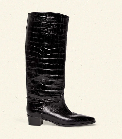 DÔEN Women Riviera Boot - Black Faux Croc