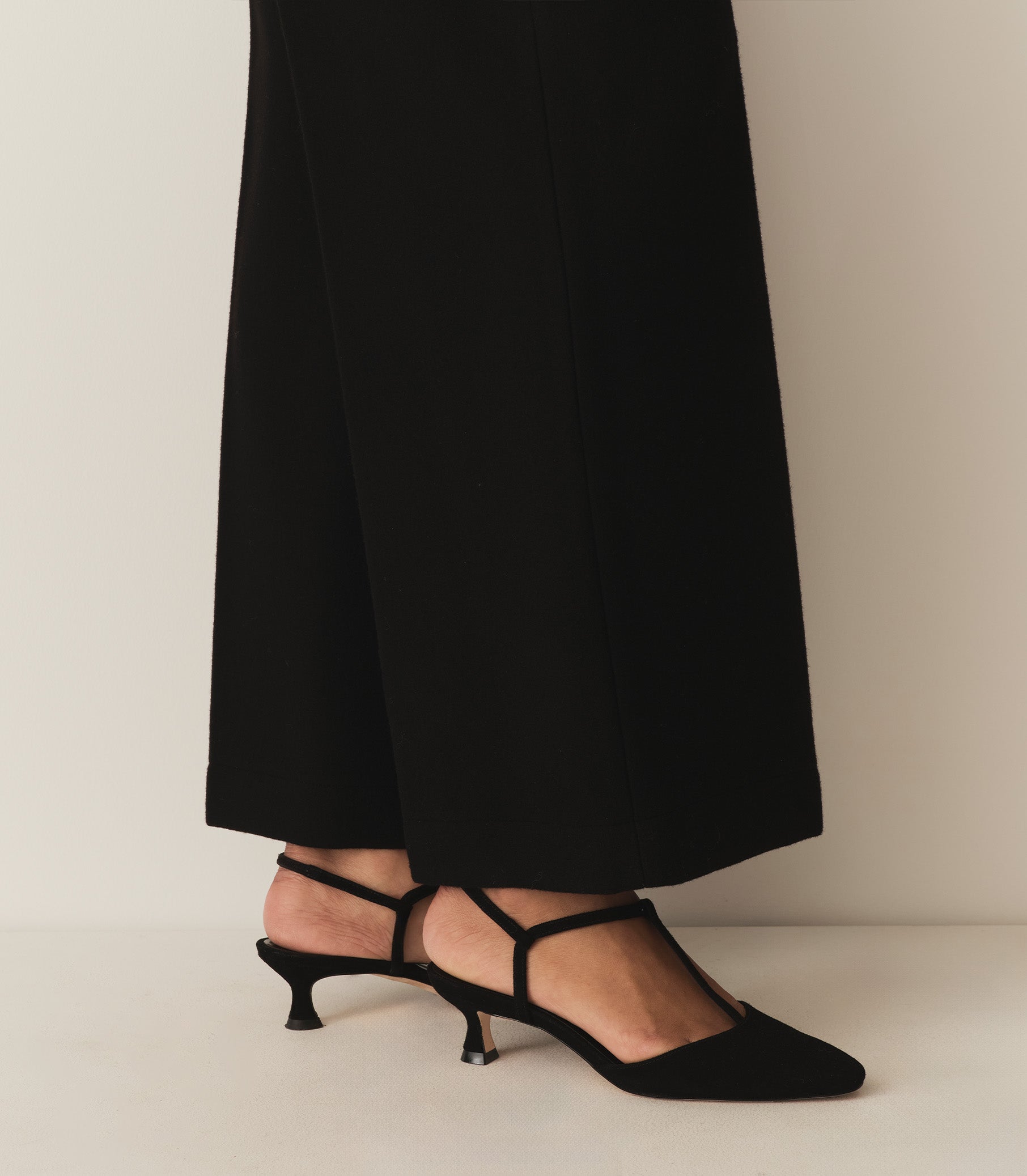 DÔEN Women Tabitha T-Strap Heel - Black Suede