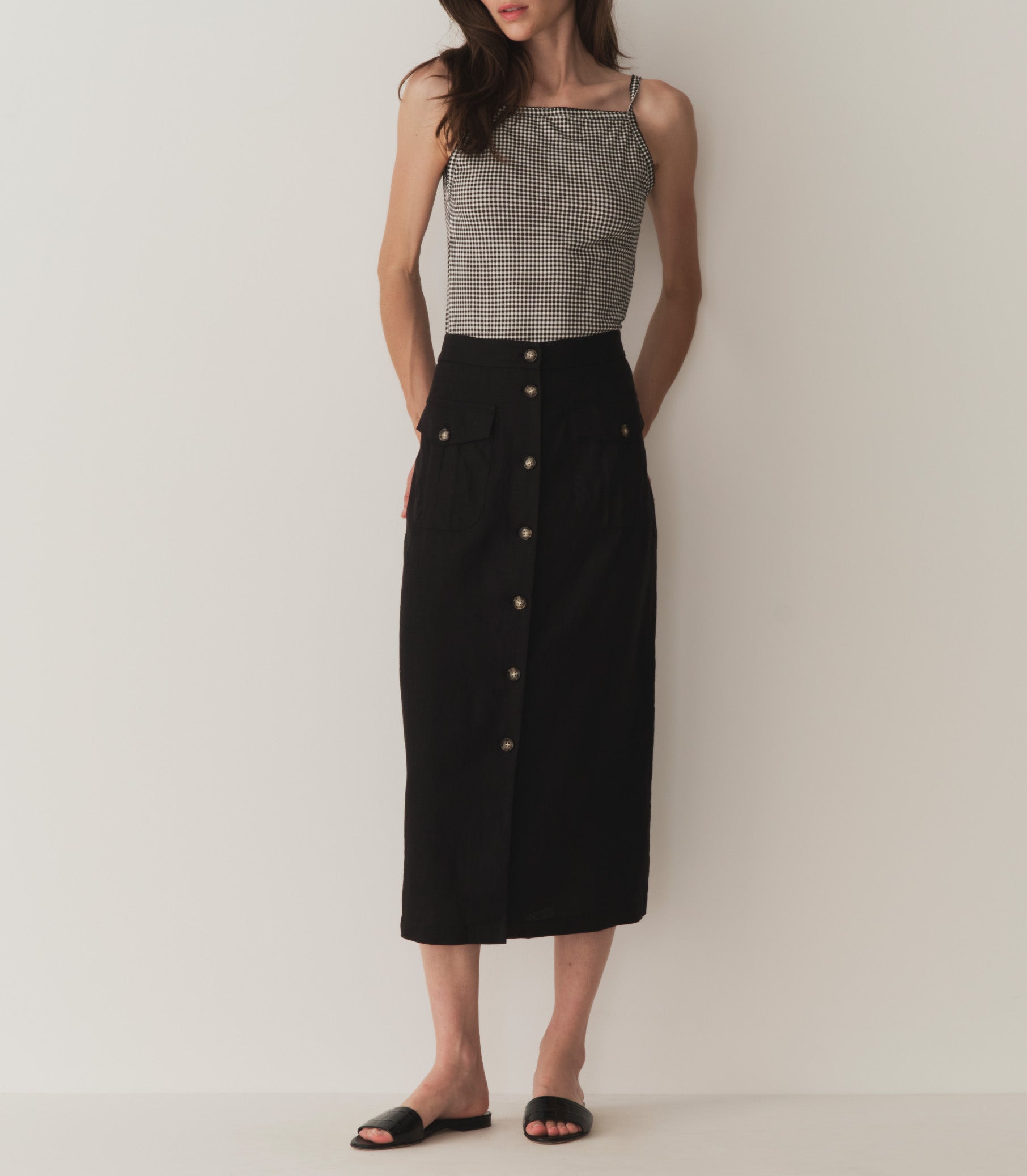 DÔEN Women Angie Tank - Noir La Maddalena Gingham