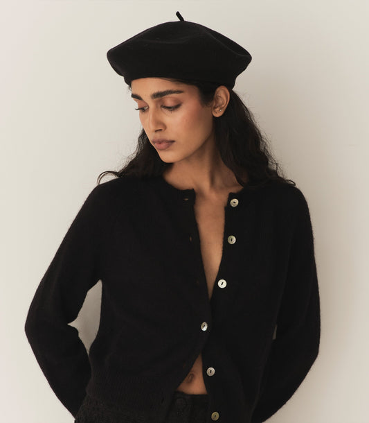 DÔEN Women Georgianna Beret - Black Wool