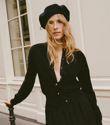 DÔEN Women Georgianna Beret - Black Wool