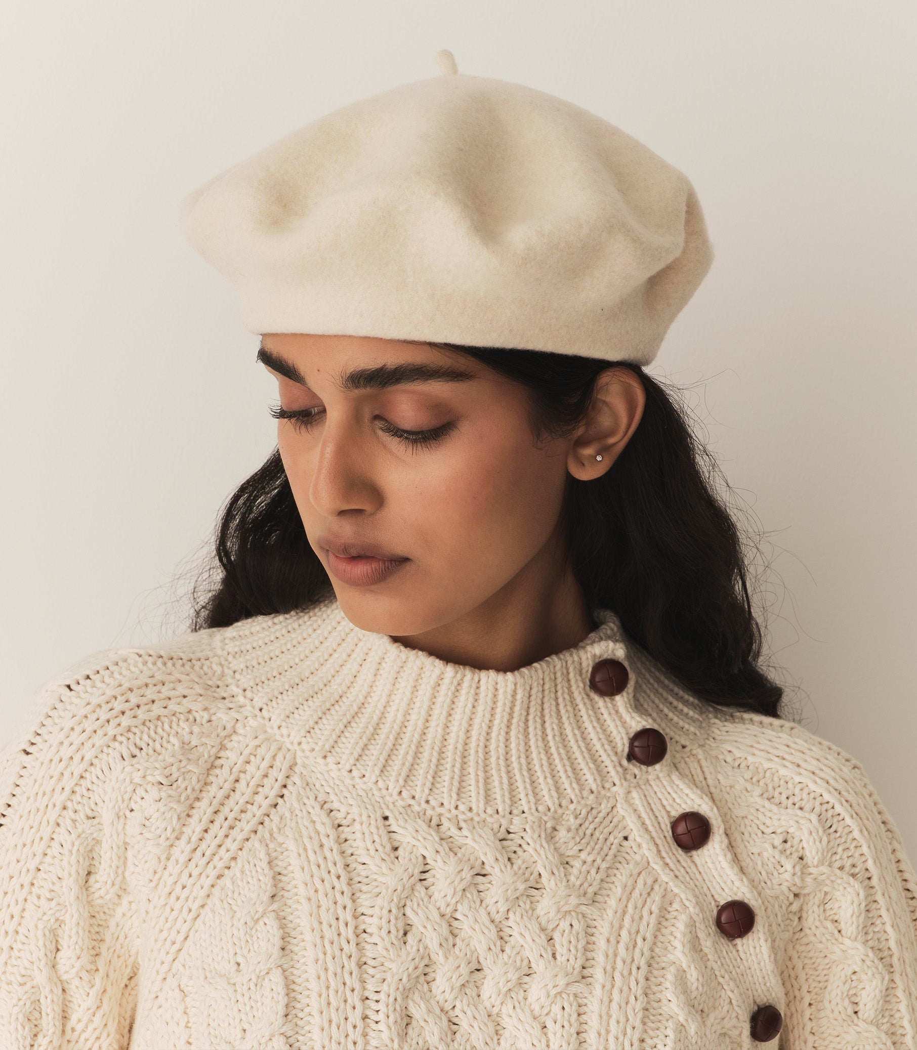 DÔEN Women Georgianna Beret - Cream Wool
