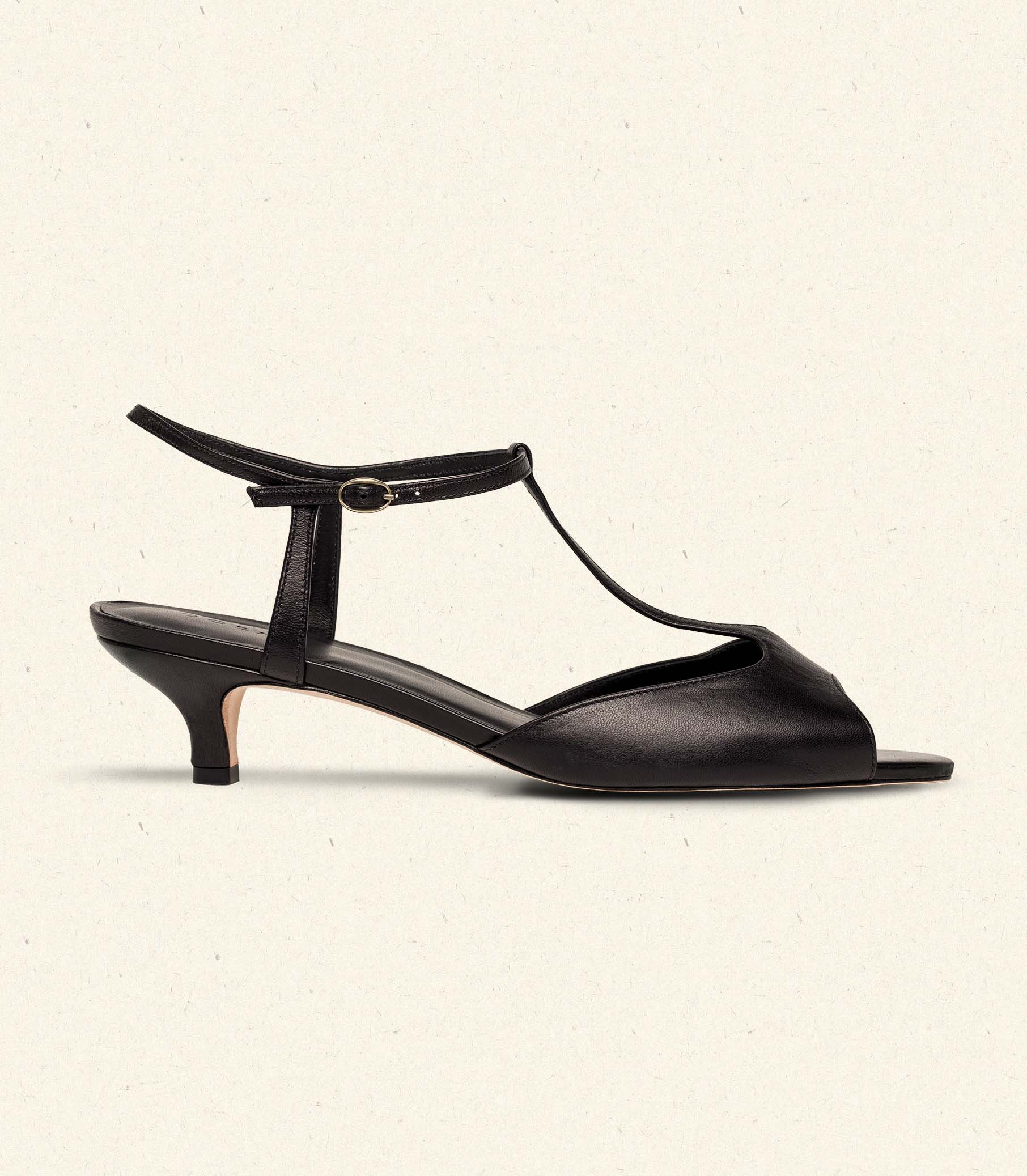 DÔEN Women Maisie T-Strap - Black Box Calf