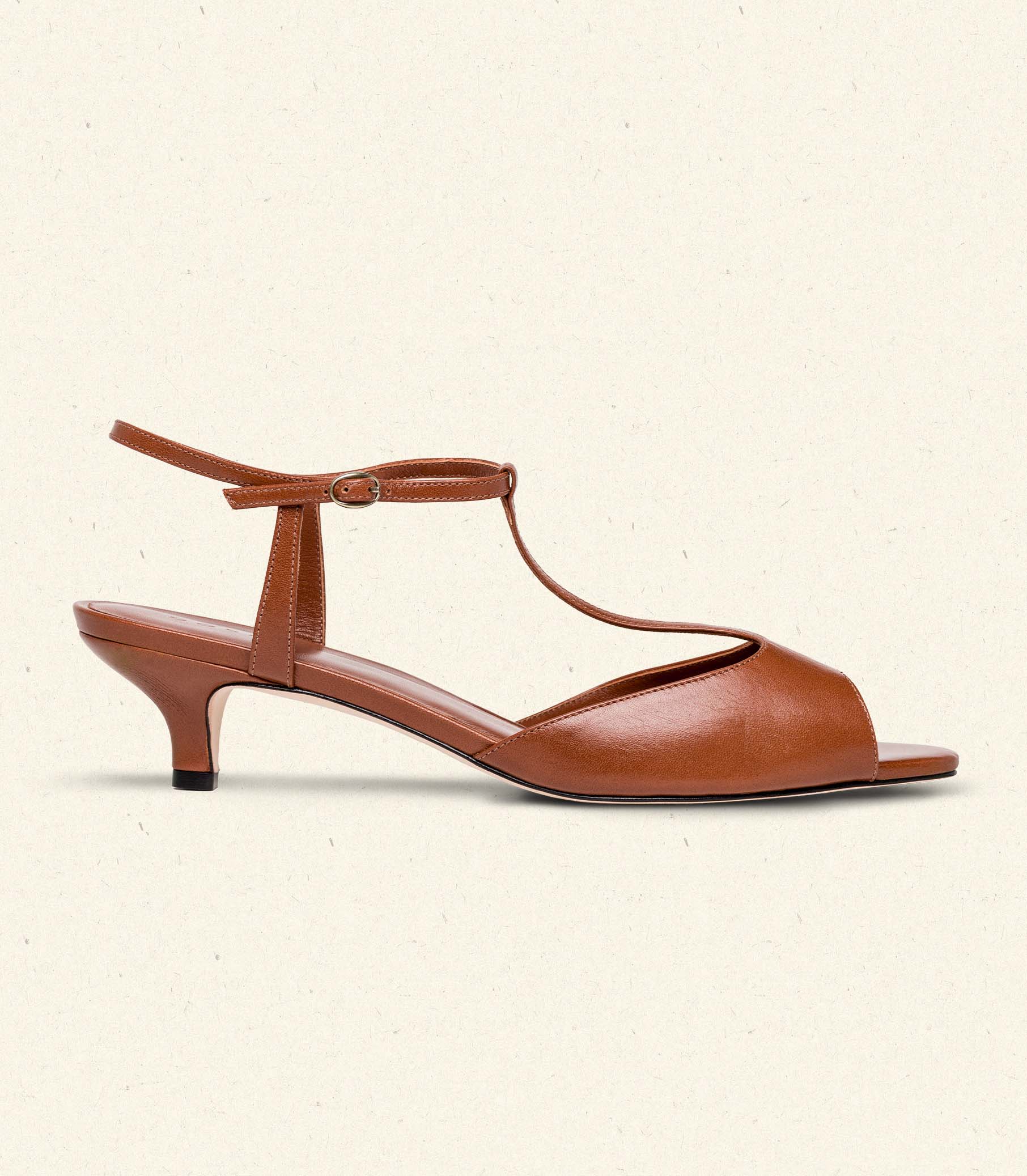 DÔEN Women Maisie T-Strap - Toffee Box Calf