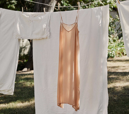 DÔEN Women Long Deep V-Neck Slip - Sand Dollar