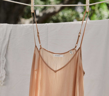 DÔEN Women Long Deep V-Neck Slip - Sand Dollar