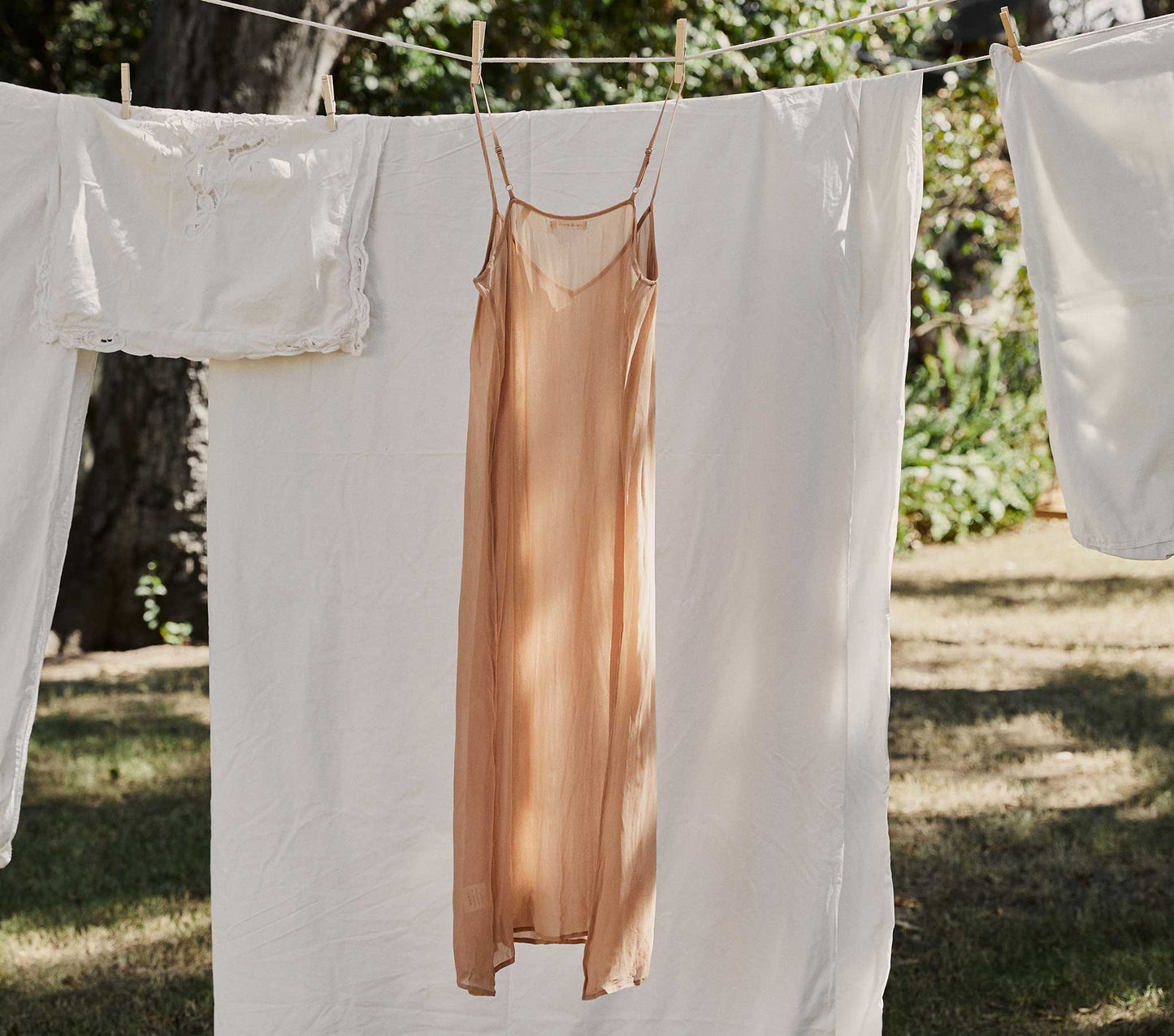 DÔEN Women Long Deep V-Neck Slip - Sand Dollar